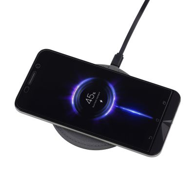 Настольное беспроводное зарядное устройство Cool Gray, переработанный пластик (RPET), серый-1