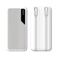 Зарядное устройство Connect 10000 mAh со встроенными Type-C/Lightning кабелями, белый с серым