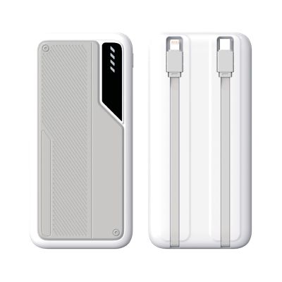 Зарядное устройство Connect 10000 mAh со встроенными Type-C/Lightning кабелями, белый с серым-0