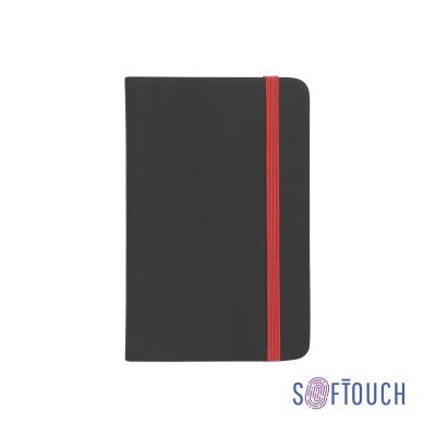 Блокнот Бергамо, покрытие soft touch, формат А6, черный/оранжевый#, черный с красным-0