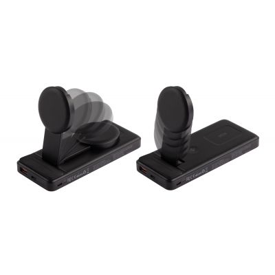 Беспроводная зарядная (20W/15W) станция-пауэрбэнк Slider 10000 mAh для смартфонов, наушников, часов, с подвижным зарядным блоком, черный-1