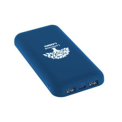 Беспроводное зарядное устройство Sticky SOFTTOUCH, 10000 mAh с подсветкой логотипа и присосками, темно-синий-0