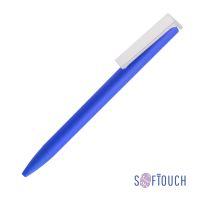 Ручка шариковая Clive, синий, покрытие soft touch, синий с серебристым