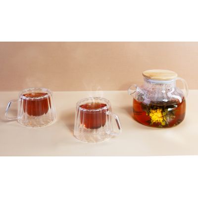 Набор подарочный Чайные традиции чайник, 2 кружки, прозрачный-0
