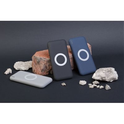 Беспроводное зарядное устройство Камень, 8000 mAh, покрытие soft grip, черный-2