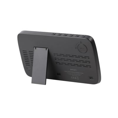 Настольные часы Smart Screen с беспроводным (15W) зарядным устройством, гигрометром, термометром, календарём, с подсветкой логотипа, черный-3