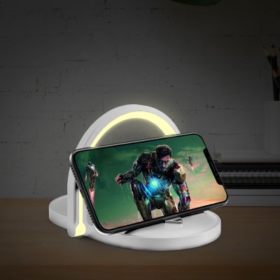 Лампа складная с беспроводным (15W) зарядным устройством Sky Light, белый с серым-7