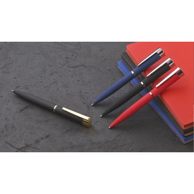 Ручка шариковая Alice, покрытие soft touch, черный-1