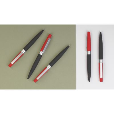 Ручка шариковая Periпокрытие soft touch, черный с красным-1