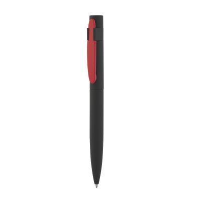 Ручка шариковая Lip, покрытие soft touch, черный с красным-2