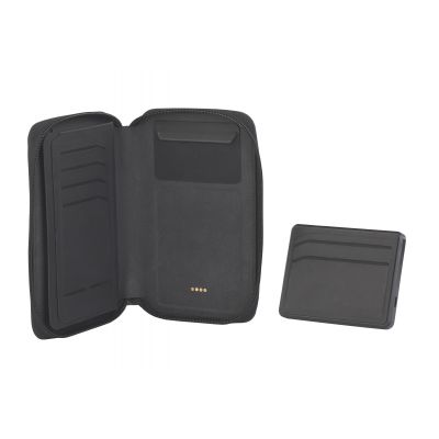 Дорожный органайзер со cъёмным (на магните) беспроводным зарядным устройством 3000 mAh, черный-4