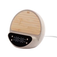 Настольные часы Smiley с беспроводным (10W) зарядным устройством и будильником, пшеница/бамбук/пластик, бежевый