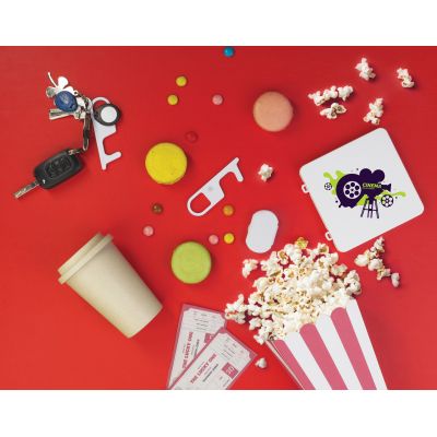 Брелок Тачер бесконтактный с антибактериальной защитой, белый-6