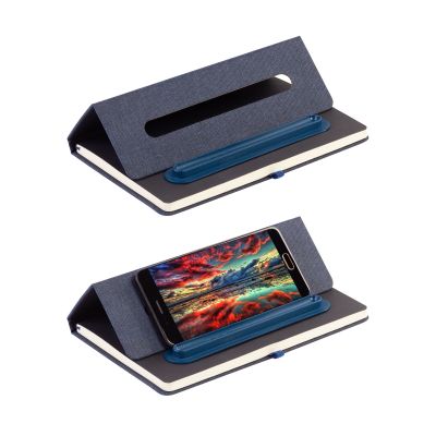 Блокнот Magnet с ручкой Vega на магните, с подставкой под смартфон, темно-синий-2