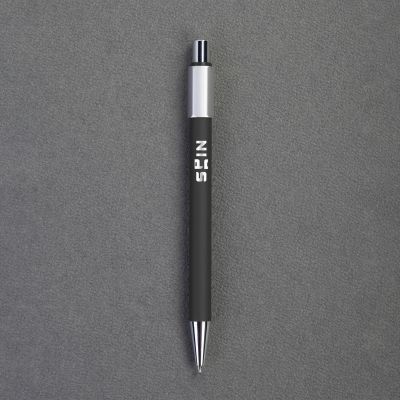 Ручка шариковая Spin с 6ти-гранным спиннером, покрытие soft touch, черный-1