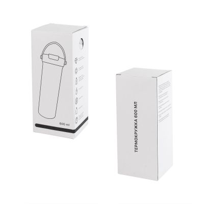 Термокружка Pinta 600 мл, покрытие пудра, белый-6