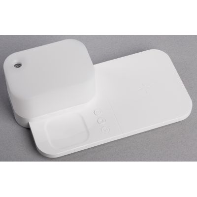 Настольная беспроводная (15W) зарядная станция  Smart Base с увлажнителем и лампой, белый-2