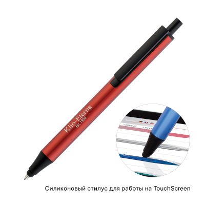 Ручка шариковая со стилусом FLUTE TOUCH, красный-2