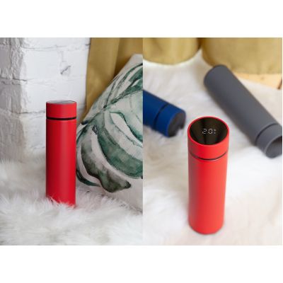 Термос Бостон с индикацией температуры, soft touch, 0,5л., красный-1