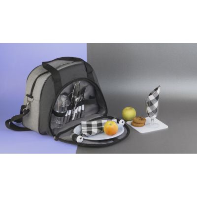 Набор для пикника Исландия на 2 персоны с холодильным отделением, серый с черным-5