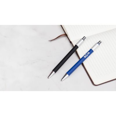 Ручка шариковая Spin с 6ти-гранным спиннером, покрытие soft touch, темно-синий-4