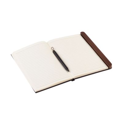 Блокнот Wood с ручкой в ореховом магнитном пенале, черный-4