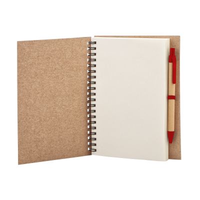 Блокнот с ручкой Econot, красный#, коричневый с красным-1