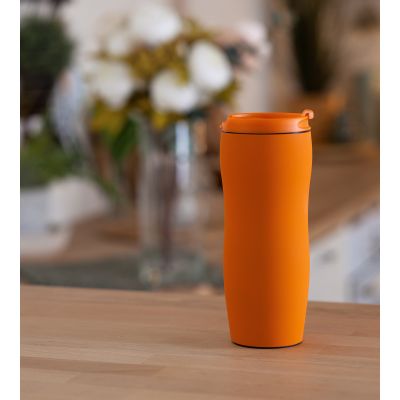 Термостакан Монтана 400 мл, покрытие soft touch, оранжевый-1
