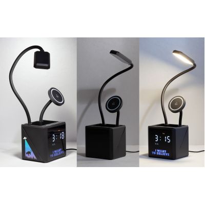 Лампа Smart Flex с беспроводным 3в1 (15W) ЗУ с MagSafe, часами, карандашницей и подсветкой логотипа, черный-6