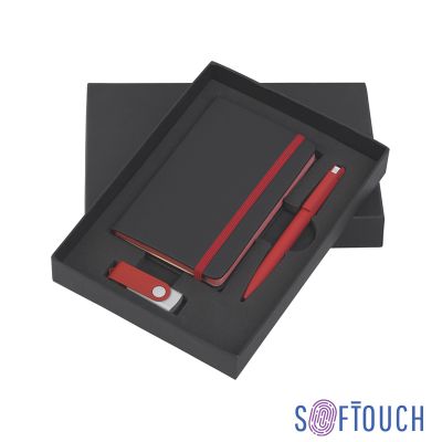 Подарочный набор Пьемонт, покрытие soft touch, черный с красным-2