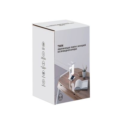 Левитирующая настольная лампа Twin с функцией беспроводной зарядки, белый-9