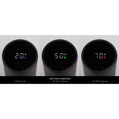 Термос Бостон с индикацией температуры, soft touch, 0,5л., черный-3