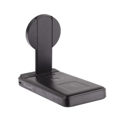 Беспроводная зарядная (20W/15W) станция-пауэрбэнк Slider 10000 mAh для смартфонов, наушников, часов, с подвижным зарядным блоком, черный-3