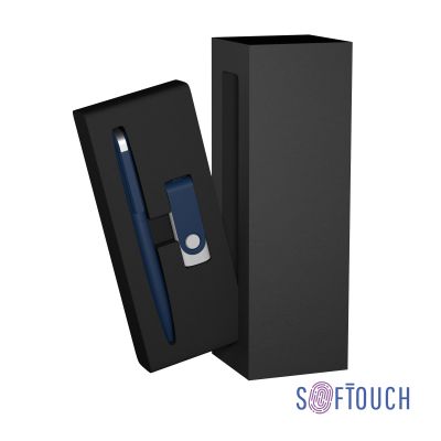 Набор ручка + флеш-карта 8 Гб в футляре, покрытие soft touch, темно-синий-0