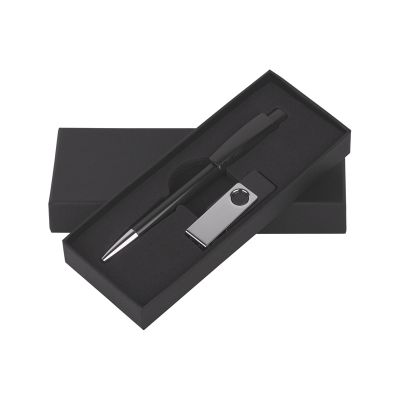 Набор ручка + флеш-карта 8Гб в футляре, черный-0