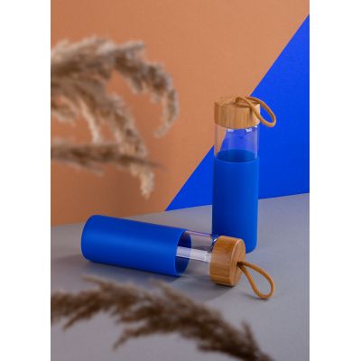 Бутылка для воды Wellness в силиконовом чехле, синий-1