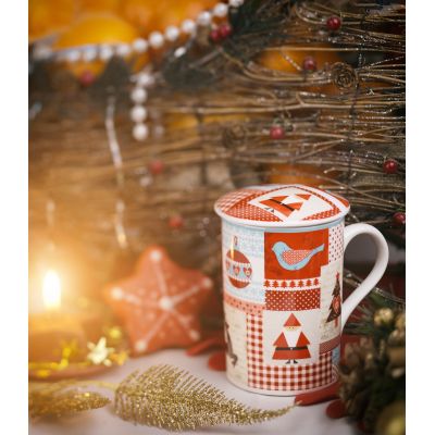 Кружка Зимняя сказка, белый с красным-1