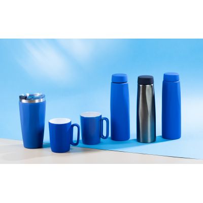 Термостакан Calypso 500 мл, покрытие soft touch, черный #, синий-9