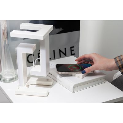 Левитирующая настольная лампа Twin с функцией беспроводной зарядки, белый-6