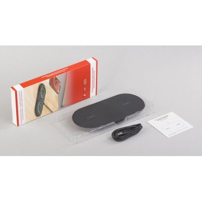 Настольное беспроводное (15W) зарядное устройство Double Deck для 2х гаджетов, черный-4