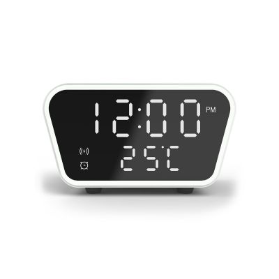 Настольные часы Smart Clock с беспроводным (15W) зарядным устройством, будильником и термометром, белый-2