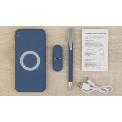 Набор Камень на 3 предмета, 8000 mAh /16Gb, с покрытием soft grip, темно-синий с черным-1