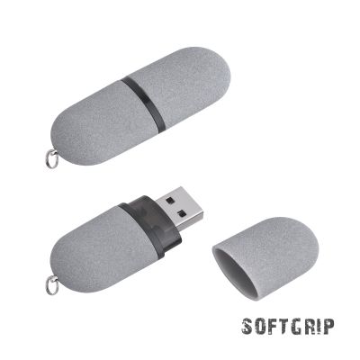 Флеш-карта Камень с покрытием soft grip в футляре, объем памяти 16GB, серый-0