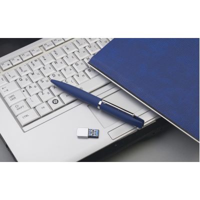 Ручка шариковая Callisto с флеш-картой 32Gb (USB3.0), покрытие soft touch, темно-синий-1