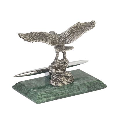 Подставка под ручку Орел, серебристый с зеленым-1