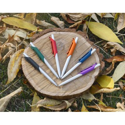 Ручка шариковая Skil, покрытие soft touch, темно-синий с серебристым-1