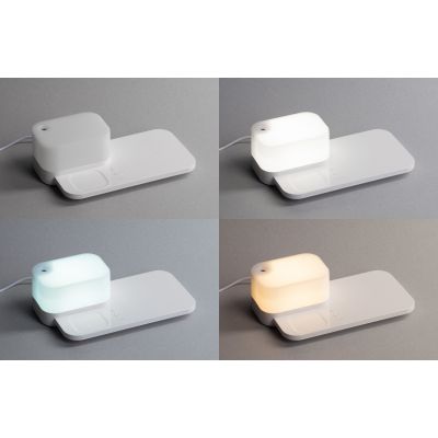 Настольная беспроводная (15W) зарядная станция  Smart Base с увлажнителем и лампой, белый-5