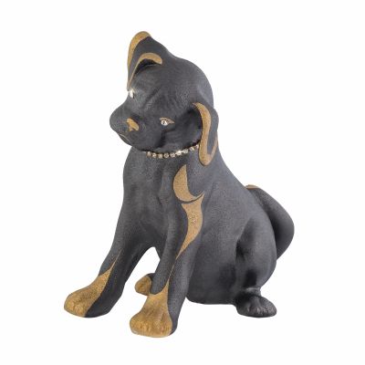 Скульптура Бульдог, черный с золотом-0