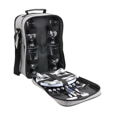 Набор для пикника Эквадор на 4 персоны с холодильным отделением, серый с черным-0