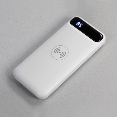 Беспроводное зарядное устройство Quantum, 10000 mAh с цифровым индикатором заряда, белый-0